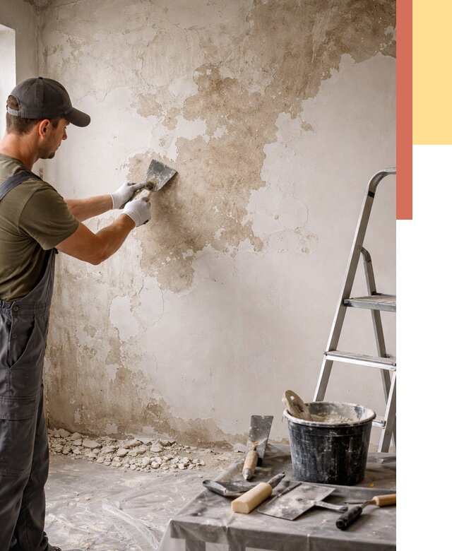 Снятие старой шпаклевки в Белогорске от 1887 руб. — быстро и недорого | ОТДЕЛОЧНИК-Бгк