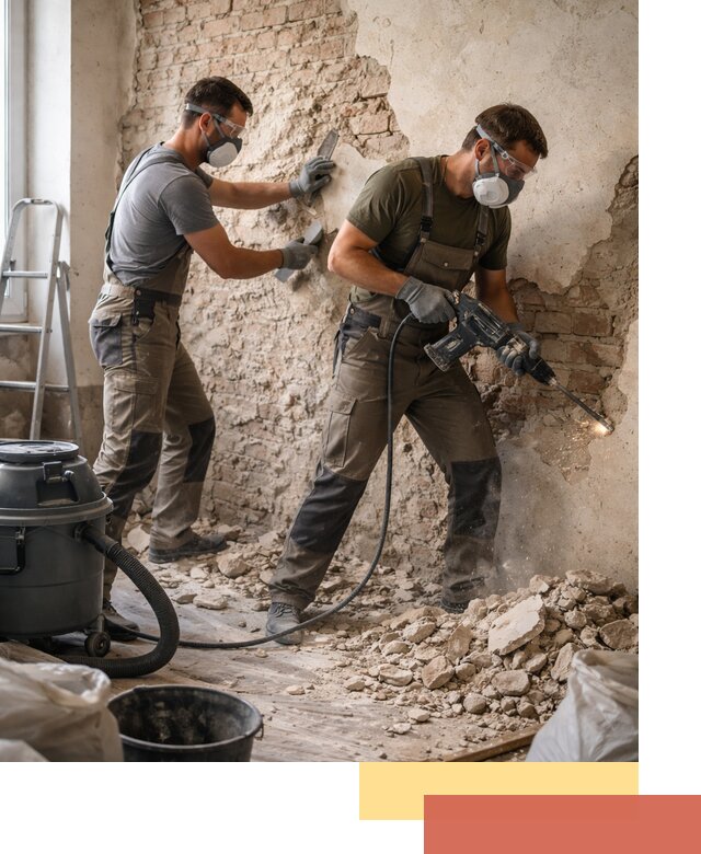 Демонтаж штукатурки со стен в Белогорске быстро и аккуратно