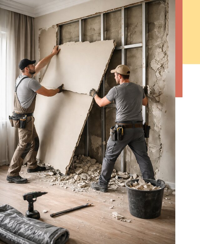 Демонтаж гипсокартона со стен в Белогорске от 357 руб. — услуги демонтажа | ОТДЕЛОЧНИК-Бгк