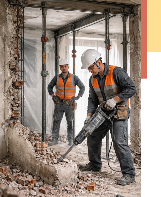 Снос несущих стен в Белогорске от 10457 руб. — демонтаж несущей стены под ключ | ОТДЕЛОЧНИК-Бгк