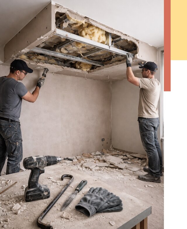 Демонтаж короба из гипсокартона в Белогорске от 1551 руб. — быстро и недорого | ОТДЕЛОЧНИК-Бгк