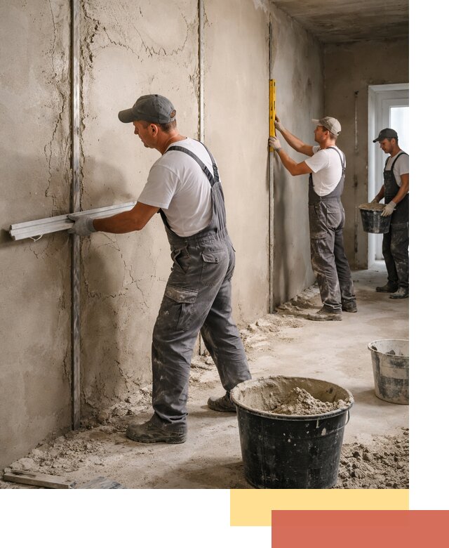 Штукатурка стен по маякам в Белогорске — точная и ровная поверхность