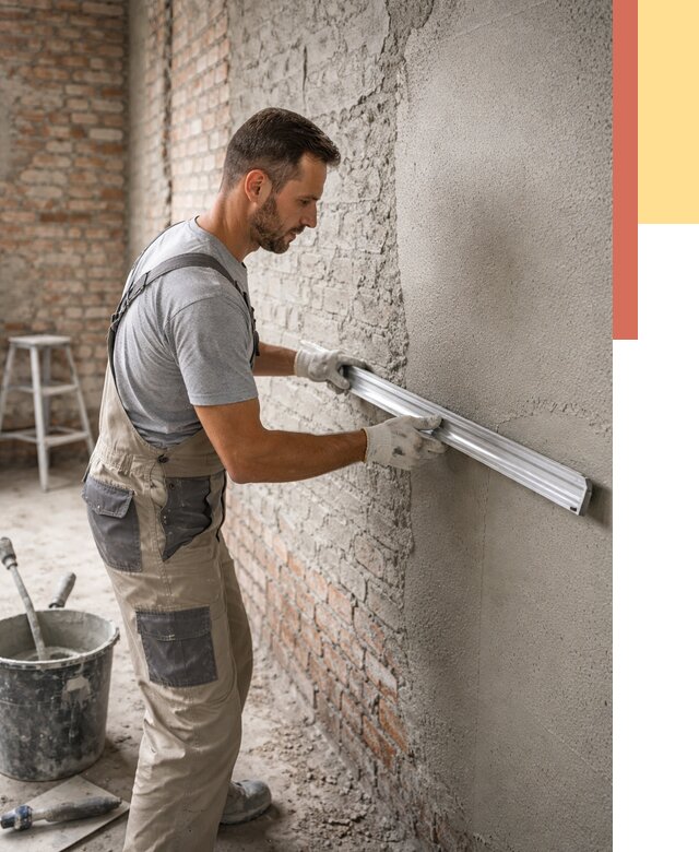 Штукатурка кирпичных стен в Белогорске от 4591 руб/м2 — быстро и недорого | ОТДЕЛОЧНИК-Бгк