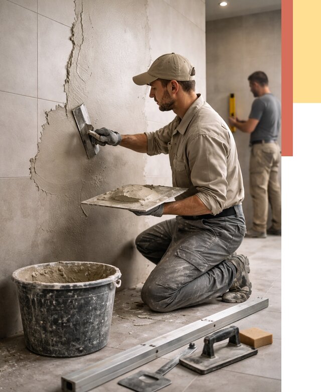 Штукатурка стен в ванной в Белогорске от 4591 руб./м² — выравнивание под ключ | ОТДЕЛОЧНИК-Бгк