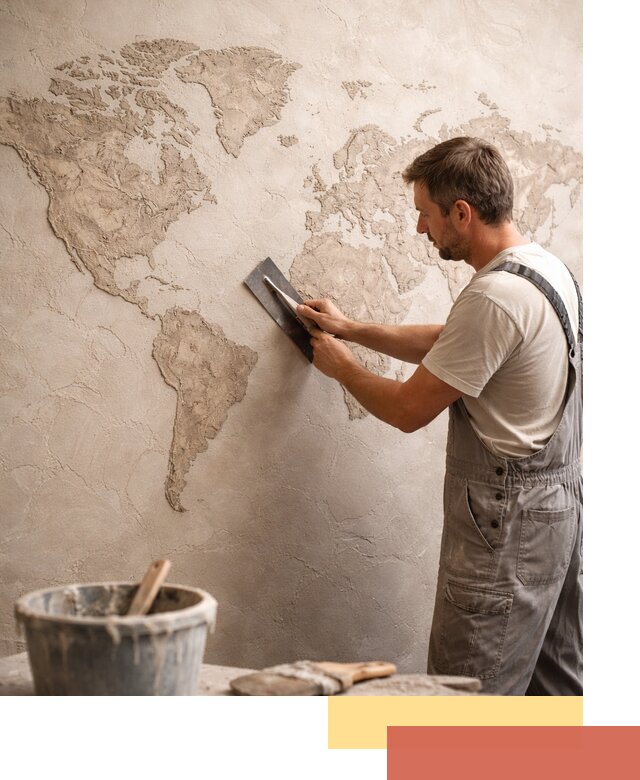 Декоративная штукатурка «Карта мира» под ключ в Белогорске