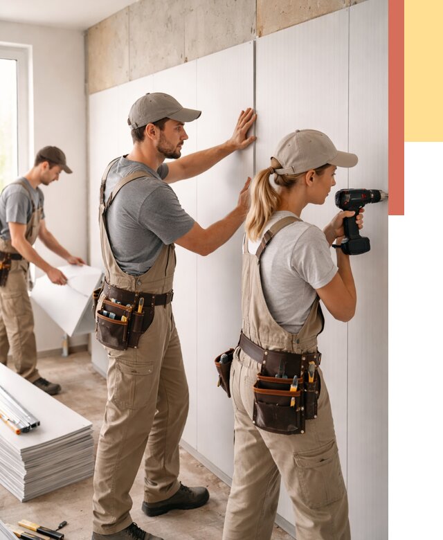 Монтаж ПВХ панелей на стены в Белогорске от 459 руб/м2 — быстро и недорого | ОТДЕЛОЧНИК-Бгк