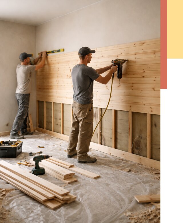 Монтаж деревянной вагонки на стены в Белогорске от 7652 руб. | Услуги монтажа вагонки | ОТДЕЛОЧНИК-Бгк