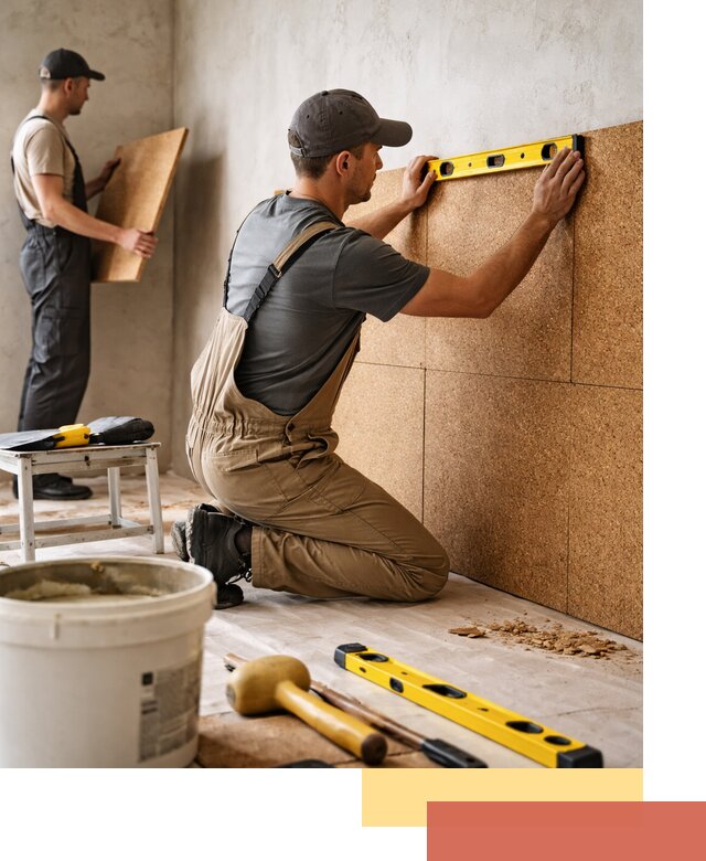 Монтаж пробковых панелей на стены в Белогорске быстро и качественно