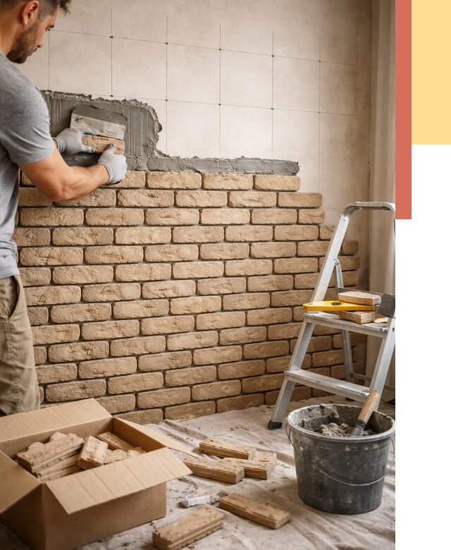 Монтаж декоративного кирпича в Белогорске от 3265 руб./м² — быстро и недорого | ОТДЕЛОЧНИК-Бгк