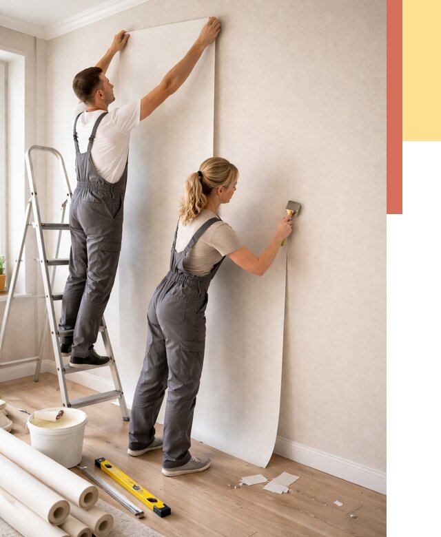 Поклейка флизелиновых обоев в Белогорске от 6121 руб. | Быстро и недорого — ОТДЕЛОЧНИК-Бгк