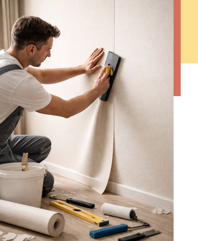 Поклейка виниловых обоев в Белогорске от 4591 руб. | Быстро и недорого — ОТДЕЛОЧНИК-Бгк