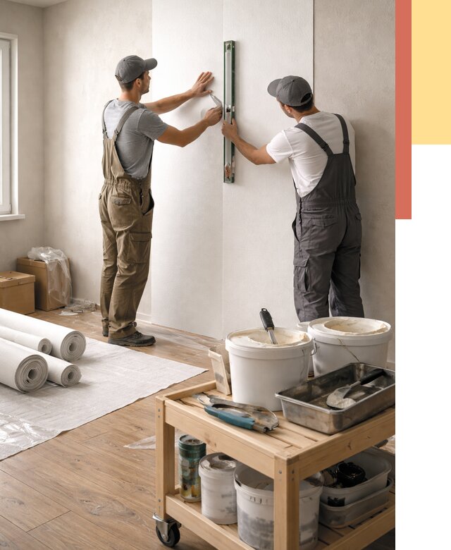 Поклейка стеклообоев в Белогорске от 6631 руб. за м2 — быстро и недорого | ОТДЕЛОЧНИК-Бгк