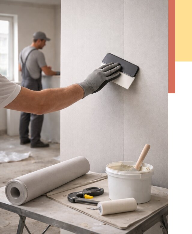 Поклейка обоев под покраску в Белогорске от 3571 руб. за м2 | ОТДЕЛОЧНИК-Бгк