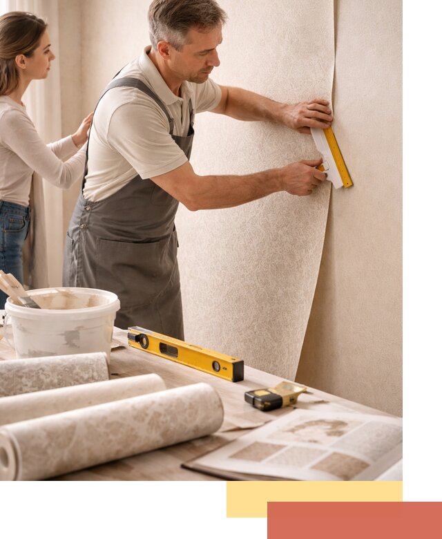 Поклейка обоев с подбором рисунка в Белогорске