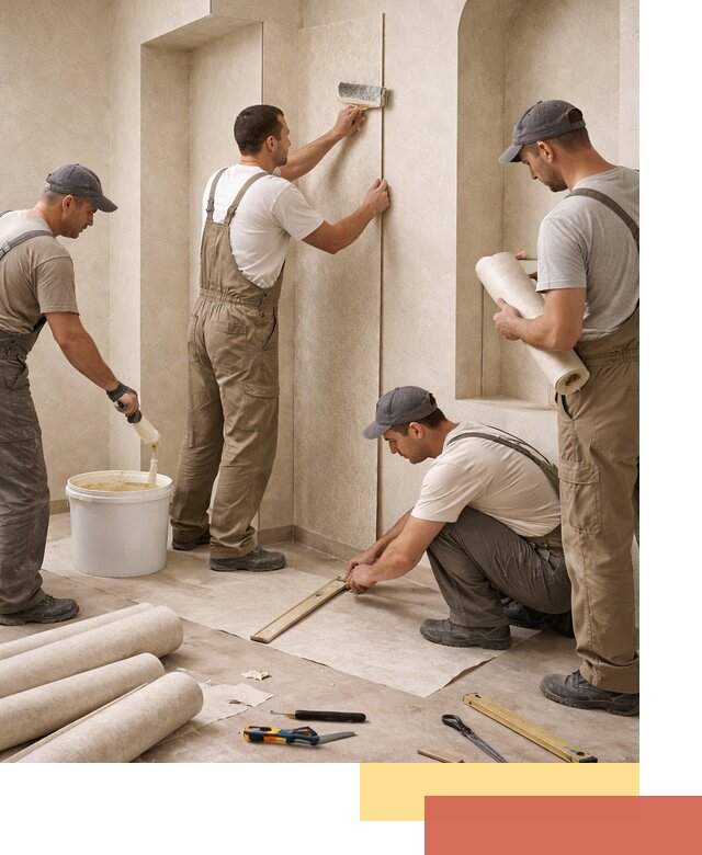 Поклейка обоев на сложные стены и неровные поверхности в Белогорске