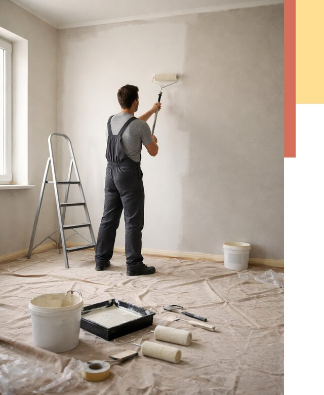 Покраска стен моющейся краской в Белогорске от 357 руб./м² — быстро и недорого | ОТДЕЛОЧНИК-Бгк