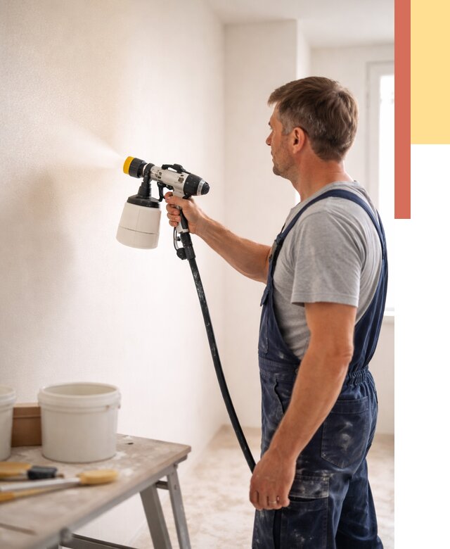 Покраска стен краскопультом в Белогорске от 7652 руб. — механизированная покраска | ОТДЕЛОЧНИК-Бгк