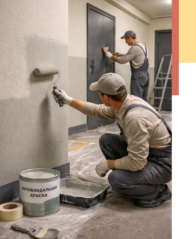Покраска стен антивандальной краской в Белогорске от 4591 руб./м² под ключ | ОТДЕЛОЧНИК-Бгк