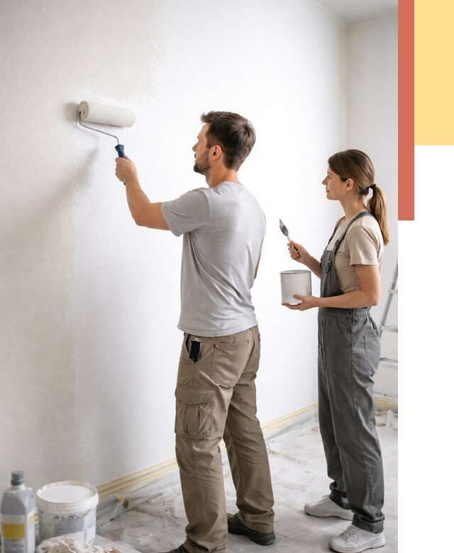 Окраска стен по стеклохолсту в Белогорске от 4591 руб/м² под ключ | ОТДЕЛОЧНИК-Бгк