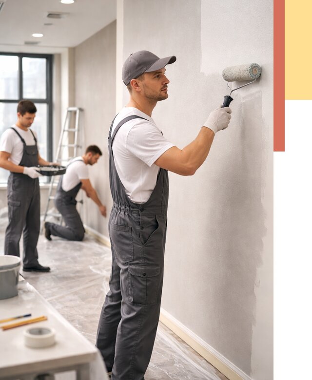 Покраска стен в офисе в Белогорске от 8672 руб. — быстро и недорого | ОТДЕЛОЧНИК-Бгк