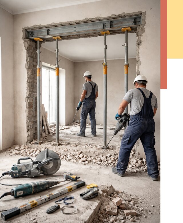 Прорезка проема в стене в Белогорске от 4591 руб. — быстро и недорого | ОТДЕЛОЧНИК-Бгк