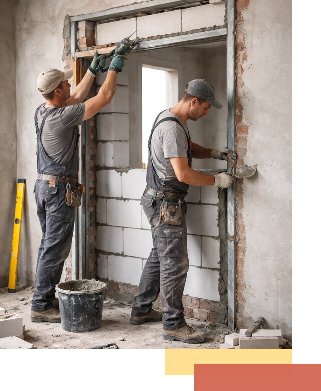 Закладка дверного проема под ключ в Белогорске: демонтаж, монтаж, отделка