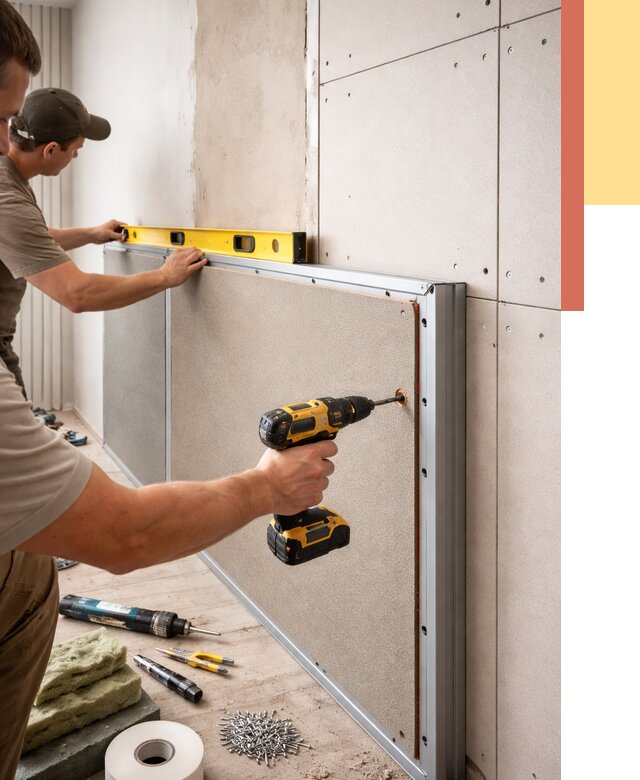 Шумоизоляция стен панелями ЗИПС в Белогорске от 2244 руб./м² под ключ | ОТДЕЛОЧНИК-Бгк