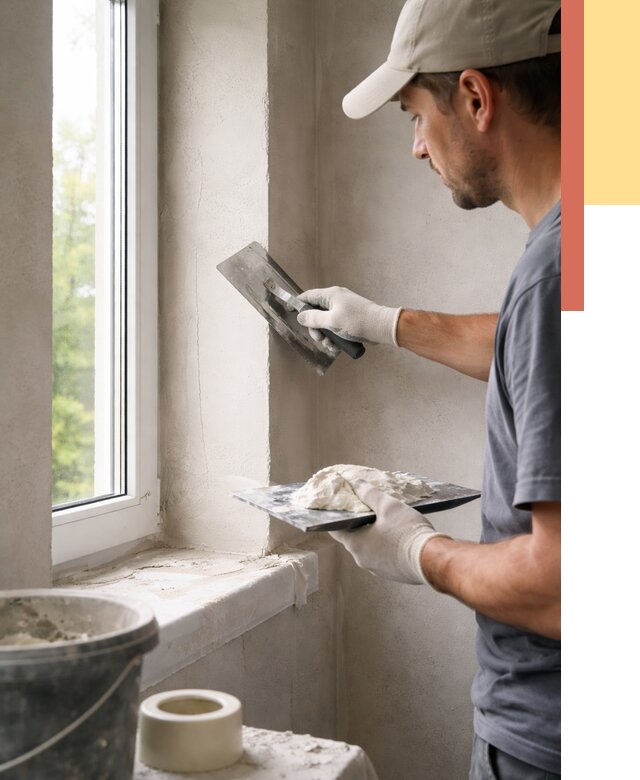 Штукатурка откосов в Белогорске от 4591 руб/м² — услуги и выравнивание под ключ | ОТДЕЛОЧНИК-Бгк