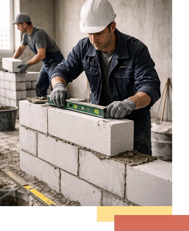 Кладка перегородок из пеноблока под ключ в Белогорске