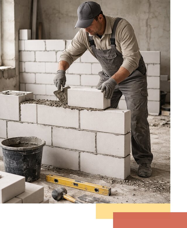 Кладка перегородок из силикатного блока в Белогорске