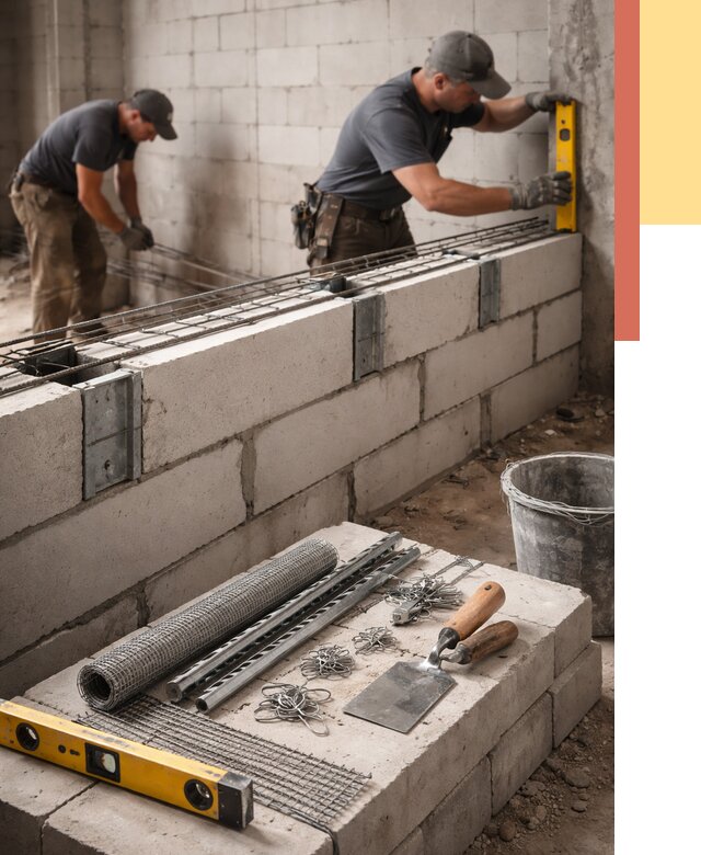 Армирование кладки перегородок в Белогорске от 765 руб. под ключ | ОТДЕЛОЧНИК-Бгк