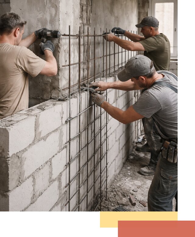 Армирование кладки перегородок в Белогорске профессионально и надёжно