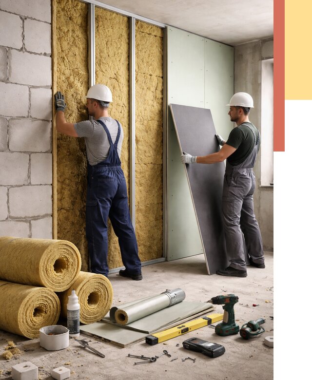 Шумоизоляция перегородок из блоков в Белогорске от 1887 руб./м² — быстро и недорого | ОТДЕЛОЧНИК-Бгк