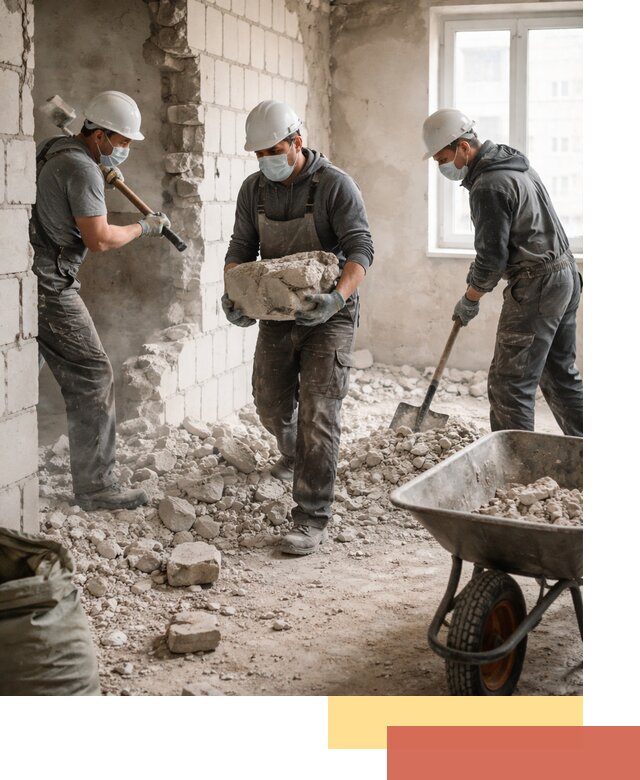 Демонтаж блочных перегородок в Белогорске быстро и аккуратно