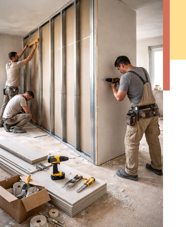 Монтаж однослойной перегородки из гипсокартона в Белогорске от 663 руб. | ОТДЕЛОЧНИК-Бгк