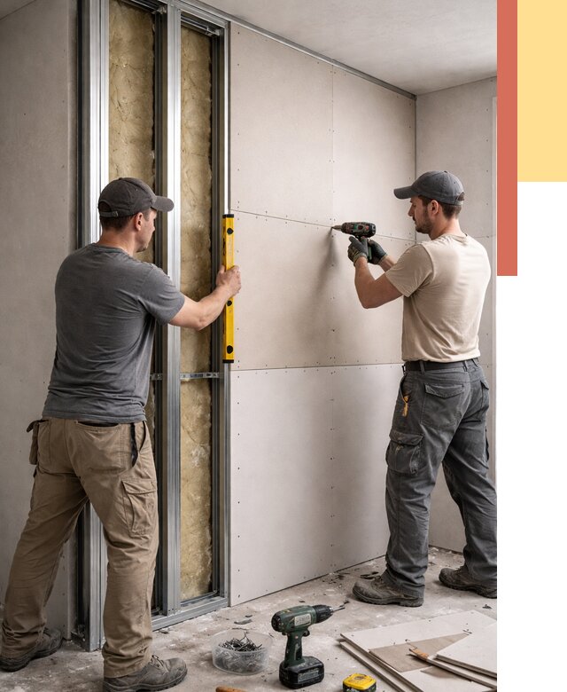 Монтаж двухслойной перегородки из гипсокартона в Белогорске от 1479 руб. | ОТДЕЛОЧНИК-Бгк