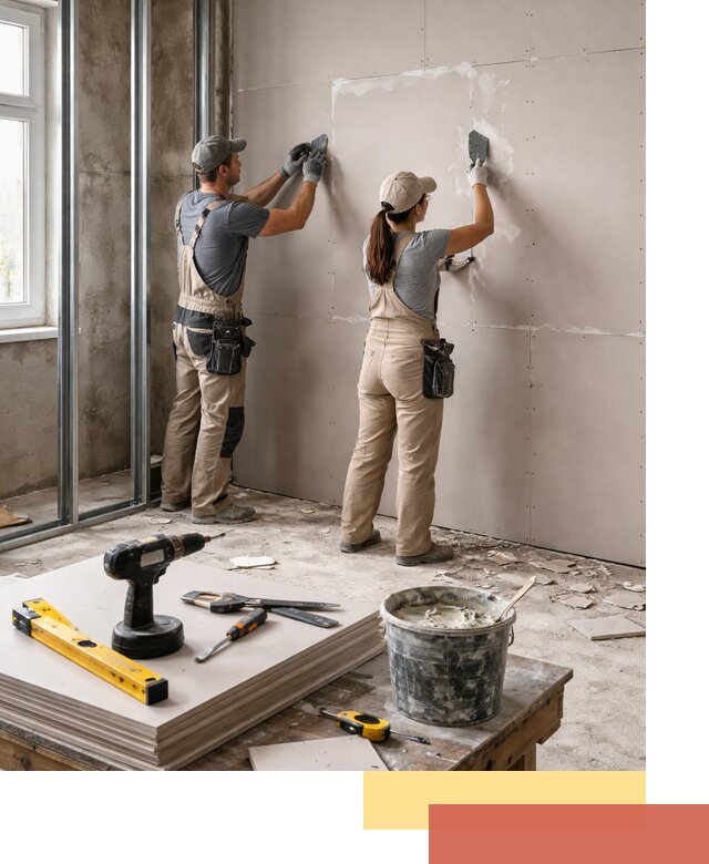 Монтаж двухслойной перегородки из гипсокартона в Белогорске