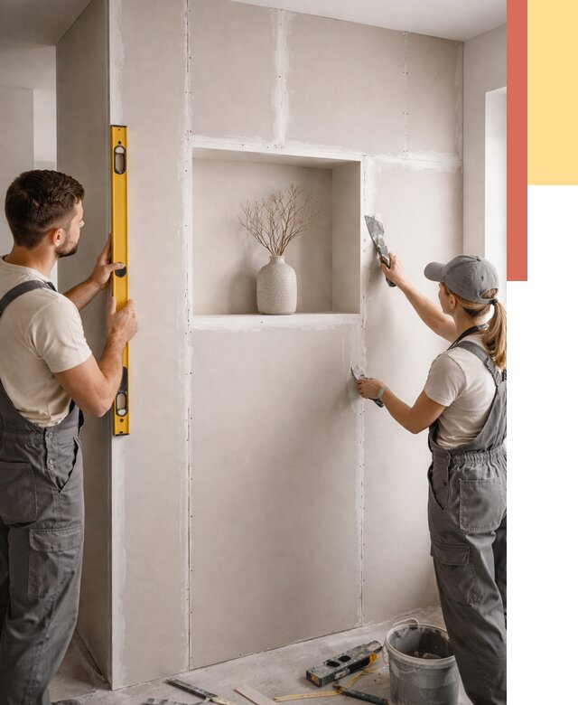 Перегородка из гипсокартона с нишей в Белогорске от 3316 руб. под ключ | ОТДЕЛОЧНИК-Бгк