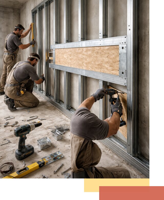 Усиленная перегородка для крепления тяжёлых конструкций в Белогорске