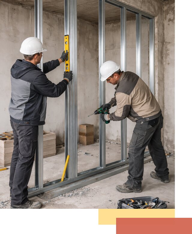 Монтаж каркаса перегородки из профиля в Белогорске