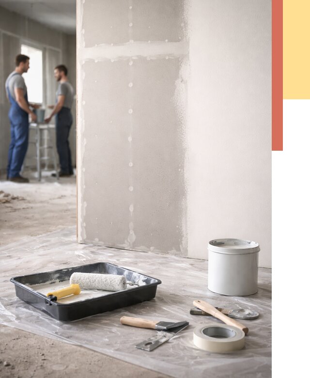 Покраска перегородок из гипсокартона в Белогорске от 4591 руб. под ключ | ОТДЕЛОЧНИК-Бгк