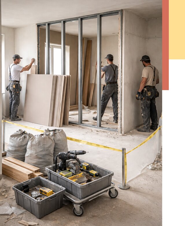 Перенос гипсокартонной перегородки в Белогорске под ключ от 4591 руб. | Демонтаж и монтаж – ОТДЕЛОЧНИК-Бгк