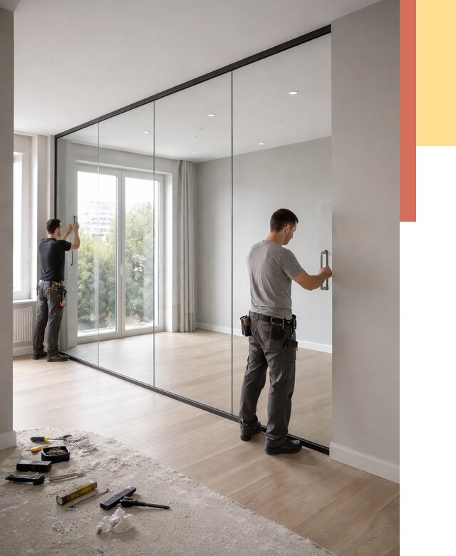 Изготовление стеклянных перегородок в Белогорске от 12599 руб. под ключ | ОТДЕЛОЧНИК-Бгк