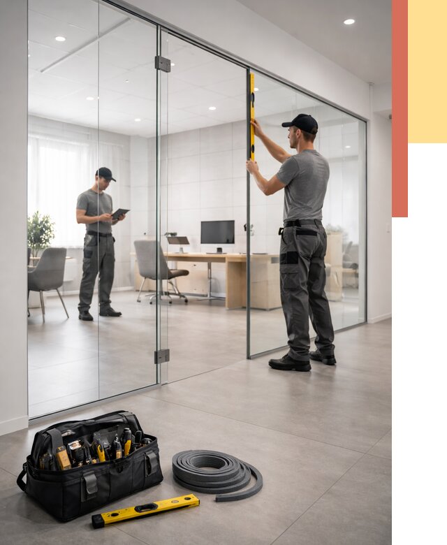 Цельностеклянные перегородки под ключ в Белогорске от 9692 руб. — монтаж и цены | ОТДЕЛОЧНИК-Бгк