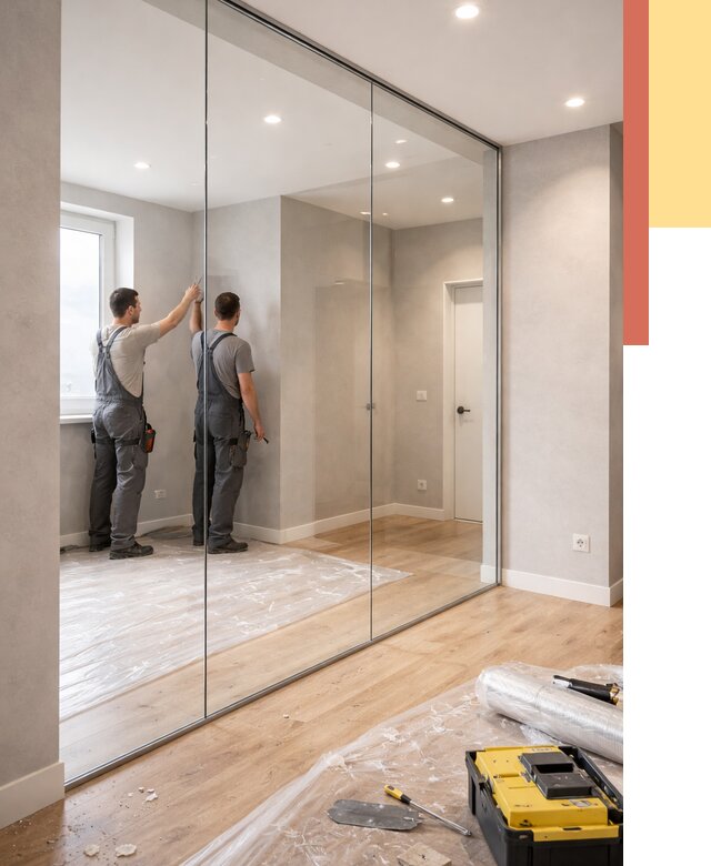 Безрамные стеклянные перегородки в Белогорске — монтаж от 9692 руб. | ОТДЕЛОЧНИК-Бгк