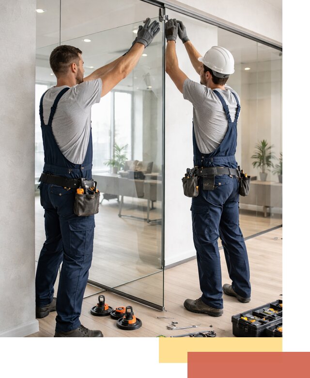 Безрамные стеклянные перегородки под ключ в Белогорске