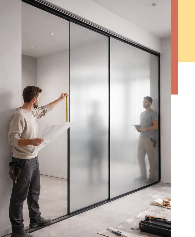 Матовые стеклянные перегородки в Белогорске от 8672 руб. — монтаж и установка | ОТДЕЛОЧНИК-Бгк