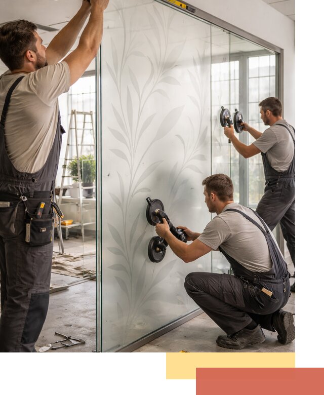 Стеклянные перегородки с рисунком на заказ в Белогорске