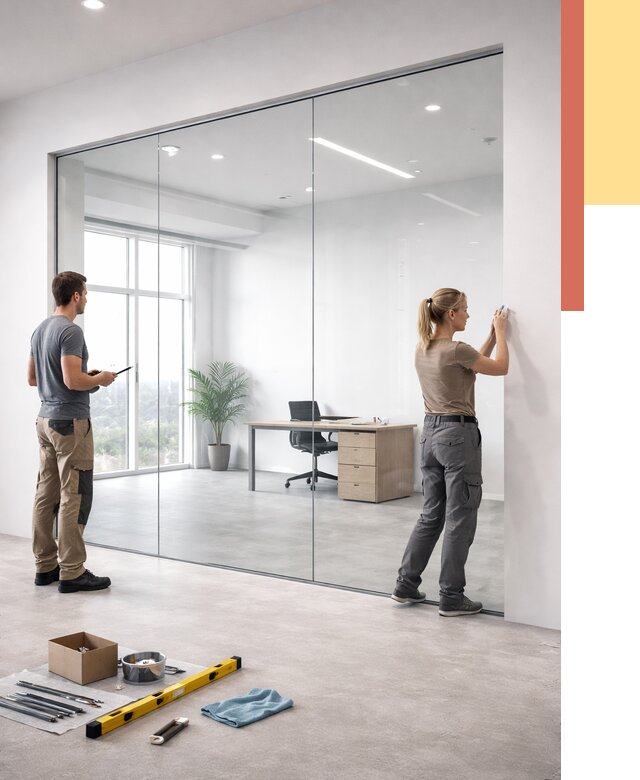 Перегородки из закаленного стекла в Белогорске от 9692 руб. под ключ | ОТДЕЛОЧНИК-Бгк