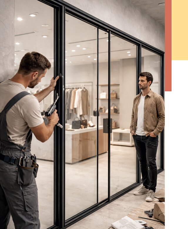 Стеклянные перегородки для магазинов в Белогорске от 8366 руб. под ключ | ОТДЕЛОЧНИК-Бгк